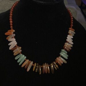 DTR Jay King carnelian smooth spiked multi gems Sterling silver necklace